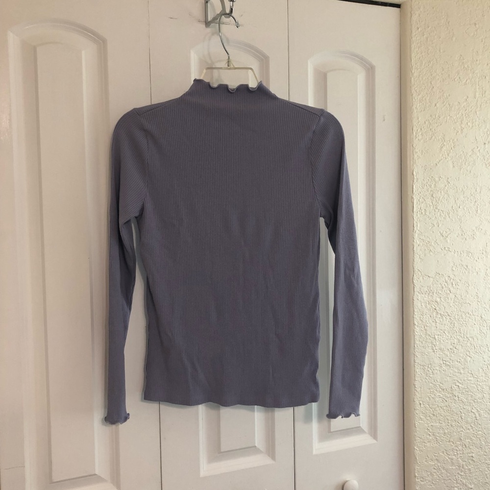 Ribbed mock neck long sleeve shirt, LOFT, medium